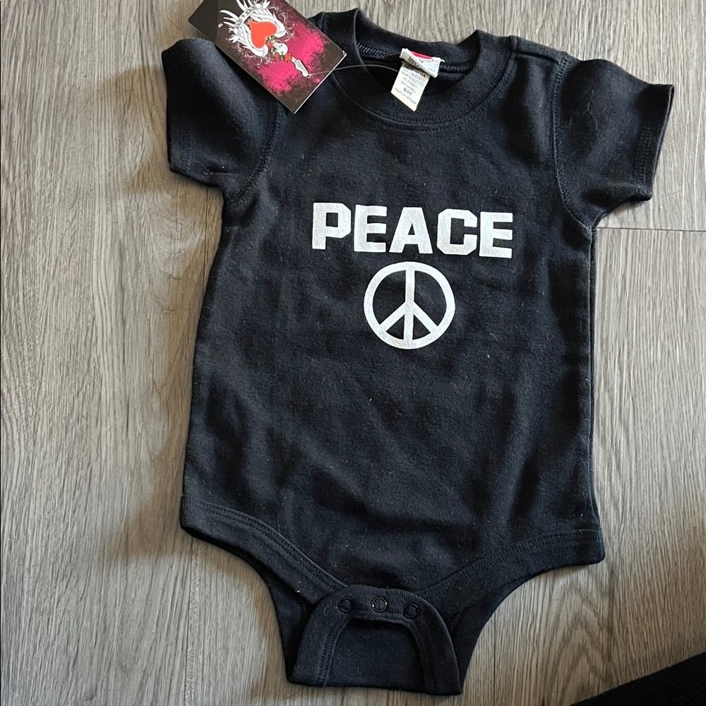 Black Peace Graphic Kids One Piece